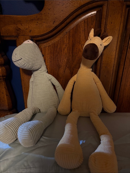 Other - Corduroy Plush Giraffe and Dino Pair - Sage Green & Mustard